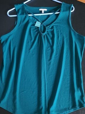 Maurice's Casual Basic Women Teal Keyhole Tank Top Size XXL Stretchy Flexible
